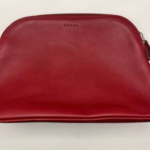VTG Coach Legacy Red Leather Mini Dome Cosmetic Wristlet Kit Pouch Case Bag